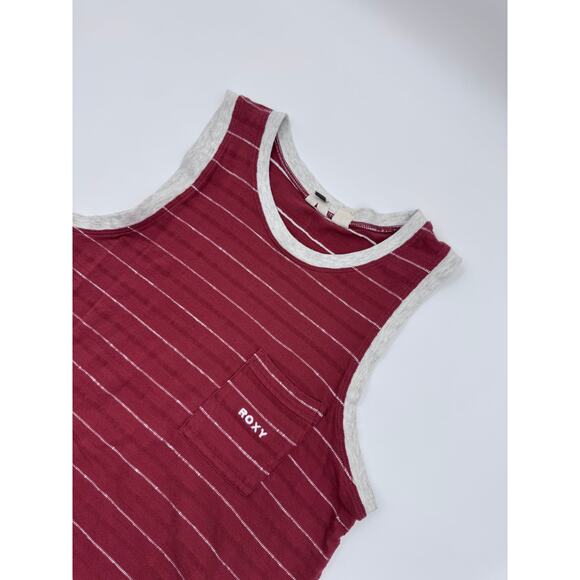 Roxy Sunny Summer Dress Sleeveless Maroon and White Medium - Picture 1 of 4
